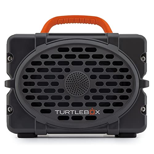 Turtlebox Gen 2: Loud! Outdoor Portable Bluetooth 5.0 Speaker | Rugged, IP67, Waterproof, Impact Resistant & Dustproof (Plays to 120db, Pair 2X for True L-R Stereo), Thunderhead Gray/Blaze Orange | Amazon (US)