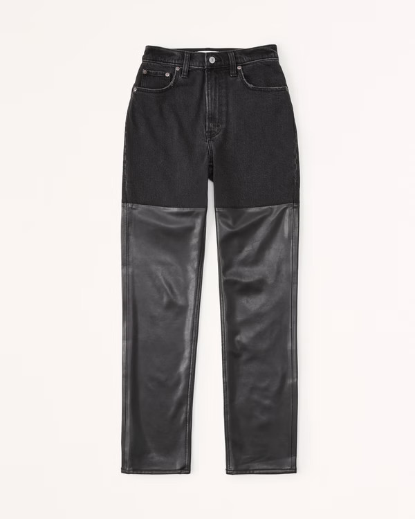 Women's Mixed Fabric Curve Love Ultra High Rise 90s Straight Jean | Women's Bottoms | Abercrombie... | Abercrombie & Fitch (US)