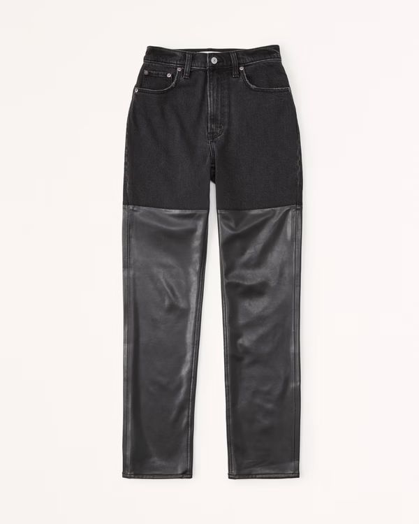 Women's Mixed Fabric Curve Love Ultra High Rise 90s Straight Jean | Women's Clearance | Abercromb... | Abercrombie & Fitch (US)
