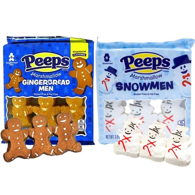 Sugar Coated Marshmallow Merry Christmas Candy Treats, Snowmen and Gingerbread Men Character Shap... | Amazon (US)