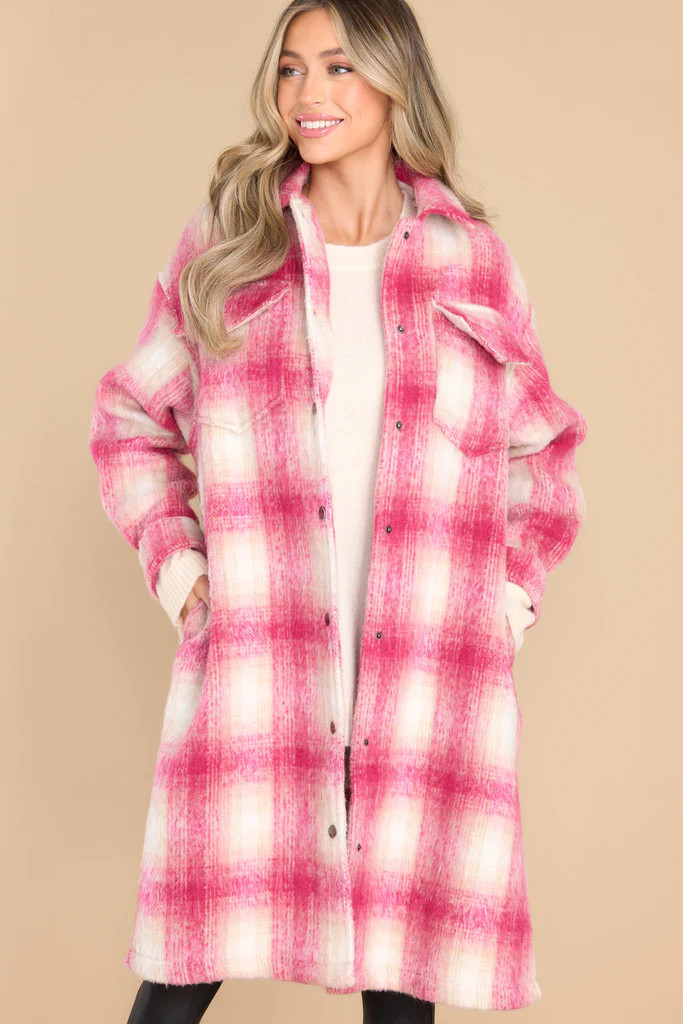 Chic Feelings Pink Plaid Coat | Red Dress 