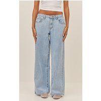 Light Blue Low Rise Wide Leg Jeans | PrettyLittleThing UK