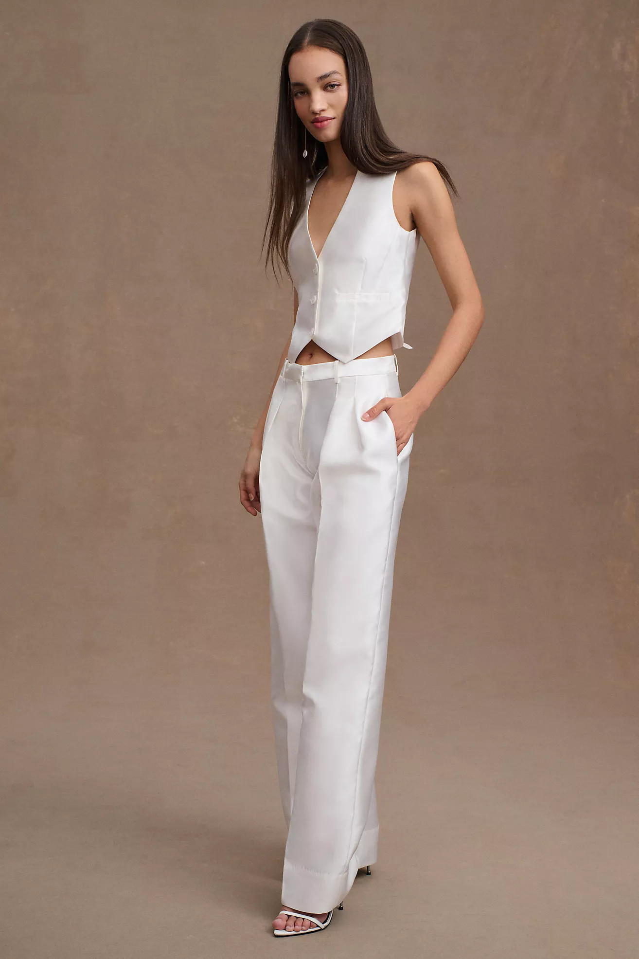 Ronny Kobo Carrine Pleated Tailored Bridal Pants | Anthropologie (US)