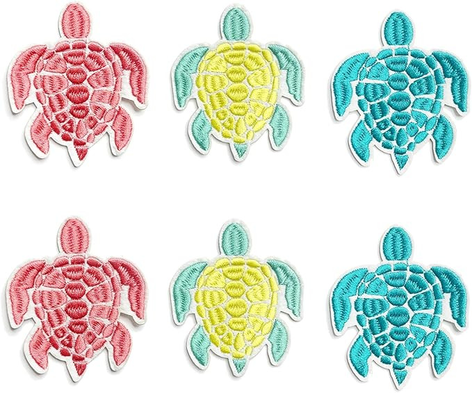 6PCS Embroidered Iron On Patch, Sea Turtle Iron On Patches Iron Sew On Patches Embroidered Patche... | Amazon (US)
