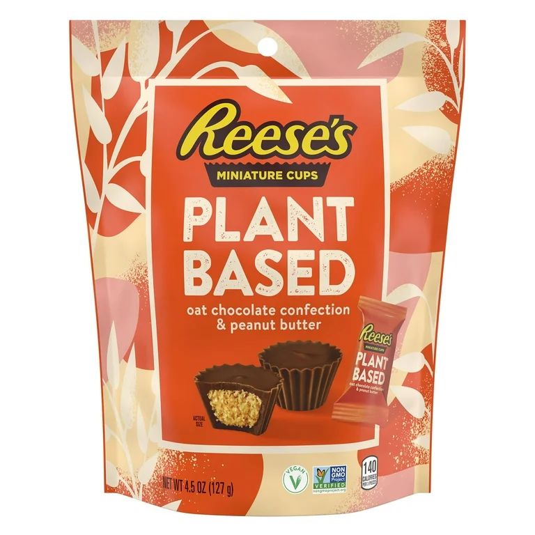 Reese's Miniatures Plant Based Oat Chocolate Confection Peanut Butter Cups Candy, Bag 4.5 oz | Walmart (US)