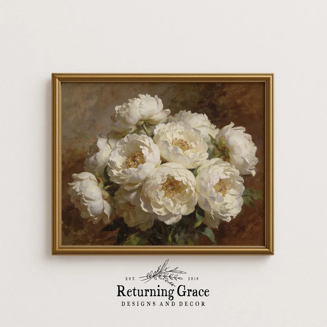 Vintage Floral Art, Farmhouse Art Print, Cottagecore Art, Spring Art (digital Download), White Fl... | Etsy (US)