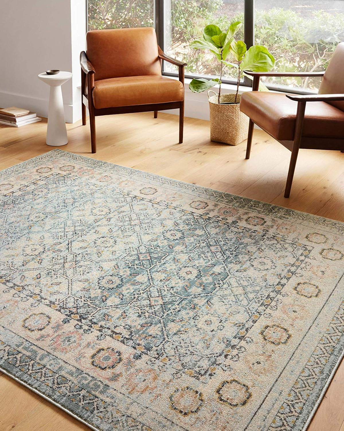 Loloi II Jocelyn Collection JOC-04 Sky / Multi, Transitional 6'-7" x 9'-7" Area Rug | Amazon (US)