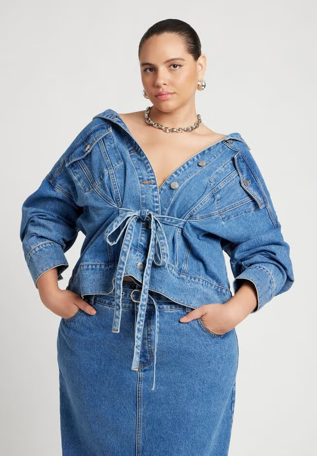 Denim Jacket With Cinched Waist | Eloquii