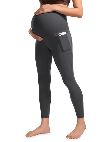CRZ YOGA Womens Butterluxe Maternity Leggings with Pockets Over The Belly 25" - Workout Active Yoga Pregnancy Pants Soft Mysterious Grey X-Large | Amazon (US)