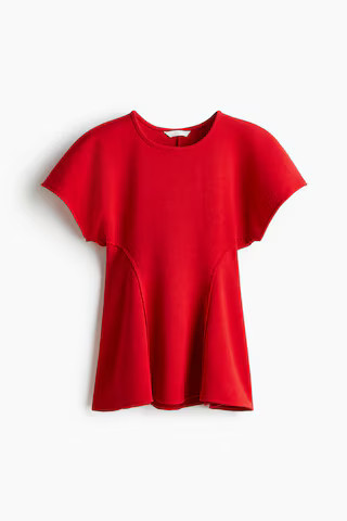 H & M - Ausgestelltes Feinstrick-Shirt - Rot - Damen | H&M (DE, AT, CH, NL, FI)