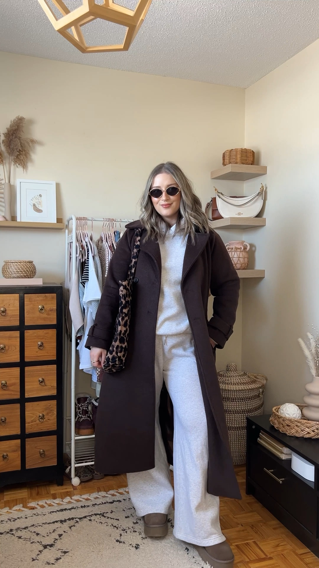 Styling a sweat set for winter! Wearing my usual size L in the chocolate brown wool coat and wide leg sweatpants. Matching hoodie runs small, sized up to XL. Ugg inspired platform boots are such good quality, I’m usually a 9.5-10 and wear a 10. Wearing shade Taupe in the Merit lip oil! Comfy winter outfits, everyday style


#LTKmidsize #LTKwinter #LTKsale