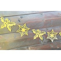 Gold Snowflake Garland, Paper Snowflakes Banner, Winter Party Backdrop, Christmas Tree Decor | Etsy (US)