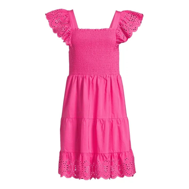 Time And Tru Women's Smocked Eyelet Dress - Walmart.com | Walmart (US)