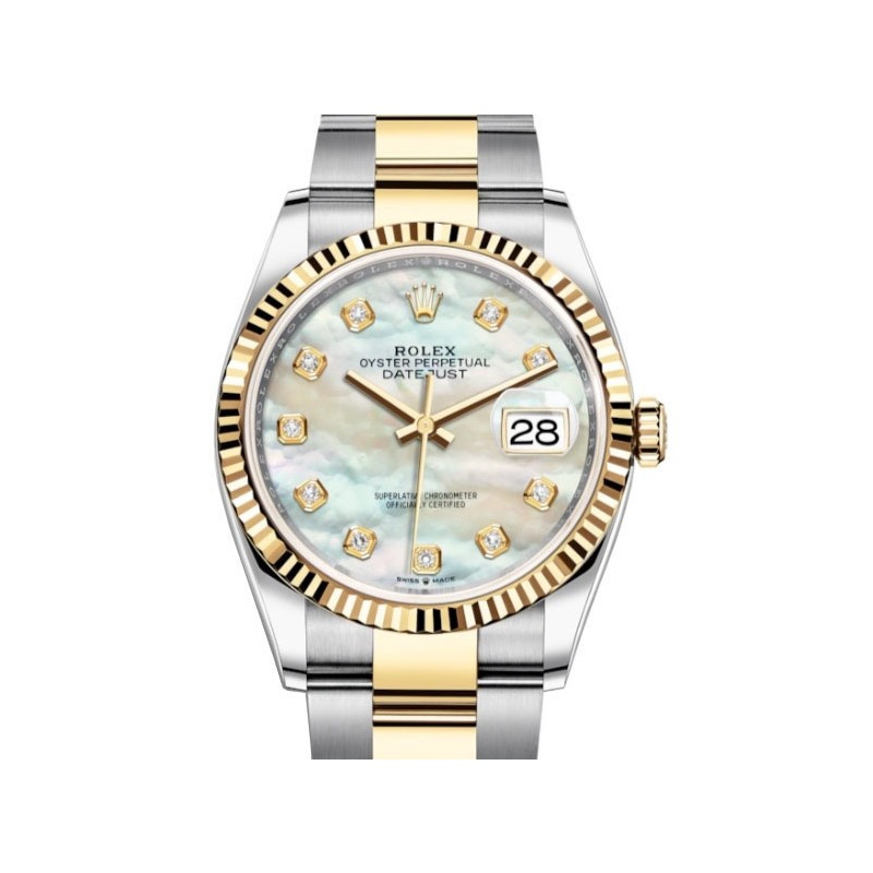 Rolex Datejust 36 Mother of Pearl Diamond Dial Mens Stainless Steel and 18kt Yellow Gold Oyster Watch 126233MDO | Jomashop.com & JomaDeals.com