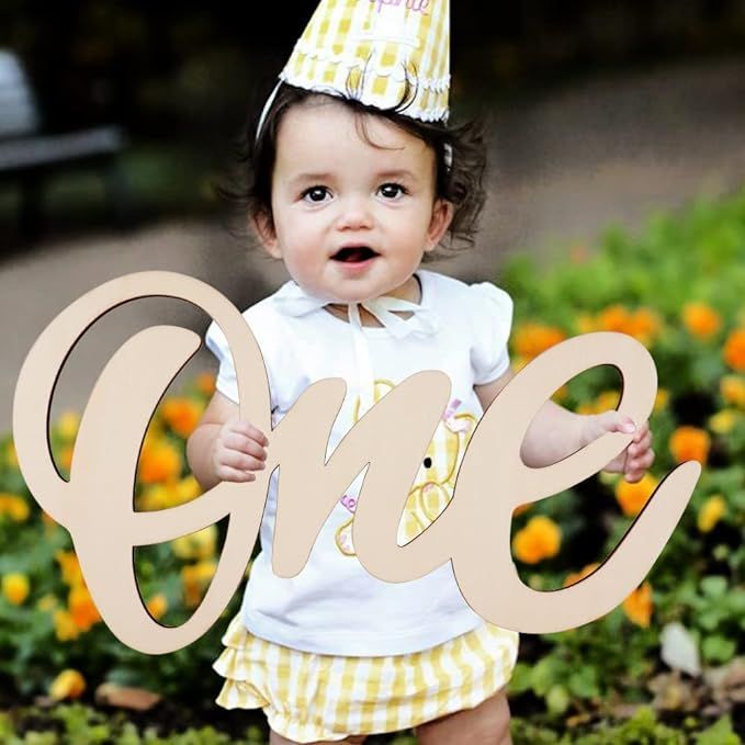 One Wooden Sign One Cutout Letter for 1st Birthday Party,One Sign One Banner Photo Prop for Baby ... | Amazon (US)