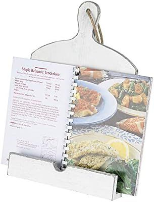 MyGift Vintage White Wood Countertop Cookbook & Tablet Stand | Amazon (US)