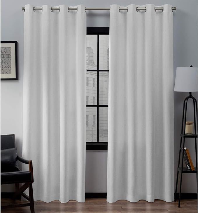 Exclusive Home Curtains Loha Linen Grommet Top Curtain Panel Pair, 54x96, Winter White | Amazon (US)