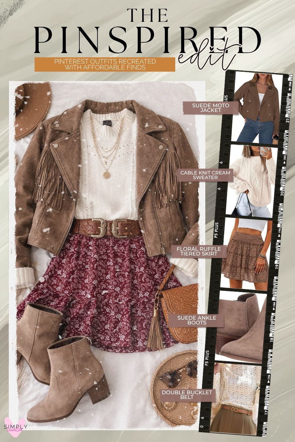 Cozy western-inspired fall outfit with feminine boho layers 🤎🍂 Recreate this Pinterest-inspired look with a brown suede moto jacket, cream cable knit sweater, floral ruffle tiered skirt, suede ankle boots and a statement double buckle belt. It’s such a cute fall outfit for date night, concerts, fall festivals, wineries, girls’ weekend or everyday western style. I love the mix of soft florals, chunky knits and warm suede for an easy feminine fall look with a little cowgirl edge.

#FallOutfit #WesternStyle #BohoFallOutfit #CowgirlStyle #FallFashion #AmazonFashion #AmazonFinds #SuedeJacket #CableKnitSweater #FloralSkirt #AnkleBoots #WesternOutfit #DateNightOutfit #FallFestivalOutfit #PinterestOutfit 

 #LTKootd #LTKPlusSize