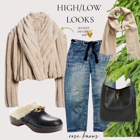 High low dressing with free people jeans and soft faux fur jacket under $100 🥰 easy great outfit 
The jacket makes a great gift too and comes in black! 

#LTKSeasonal #LTKGiftGuide #LTKfindsunder100