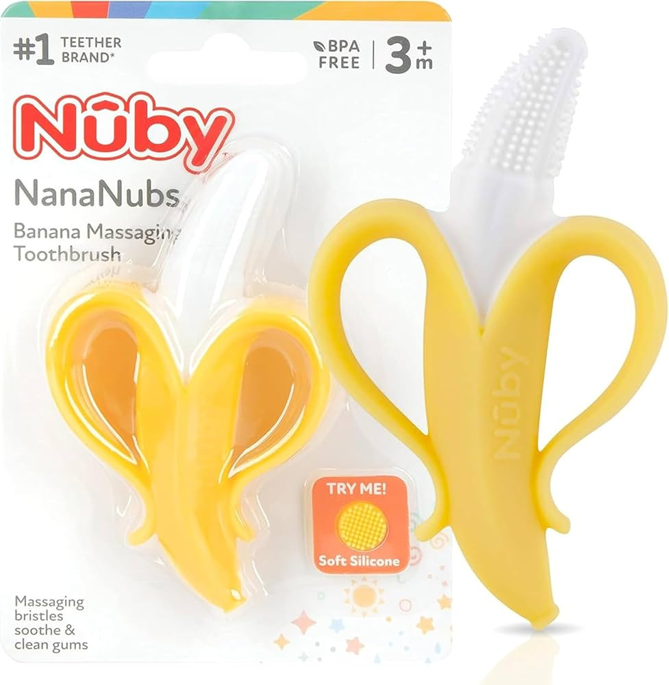 Amazon.com : Nuby Nananubs Banana Massaging Teether – Baby Teething Toys 3 Months and Up, Silic... | Amazon (US)