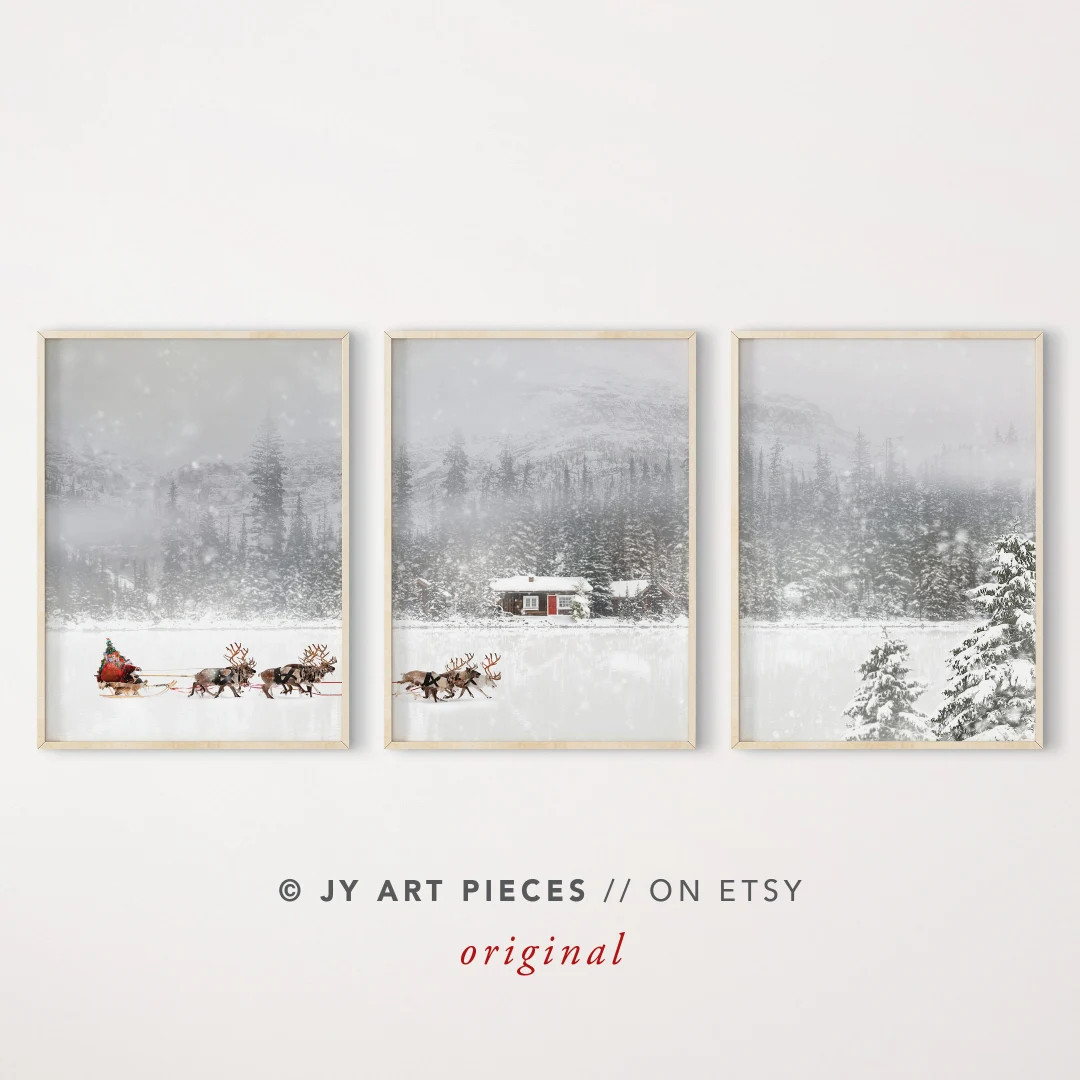 Christmas Printwinter Wall Artsanta Claus Printreindeer - Etsy Canada | Etsy (CAD)