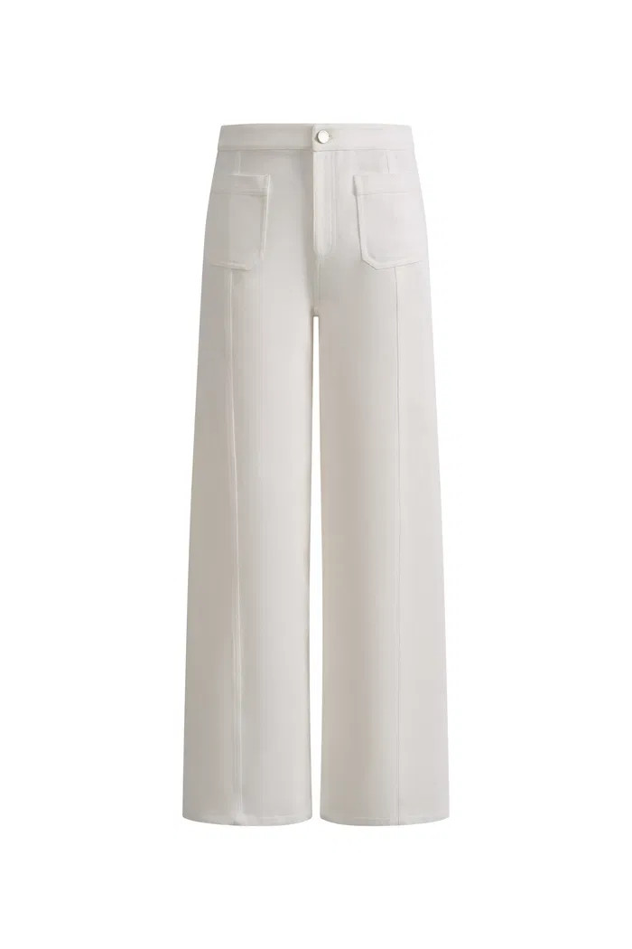 Mix Front Patch-Pocket Ankle Pants In Stretch Cotton Blend | Fabrique