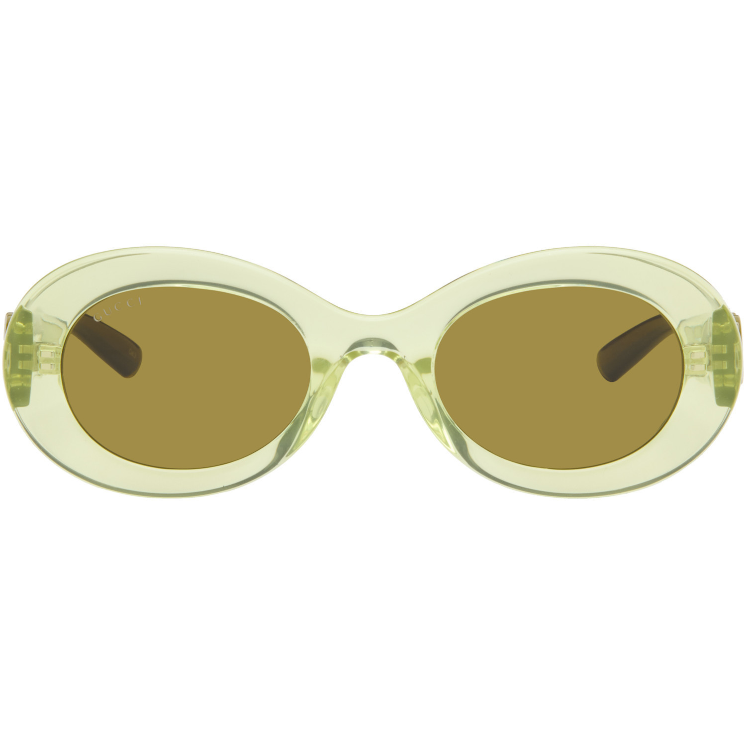 Gucci Green Oval Frame Sunglasses | SSENSE