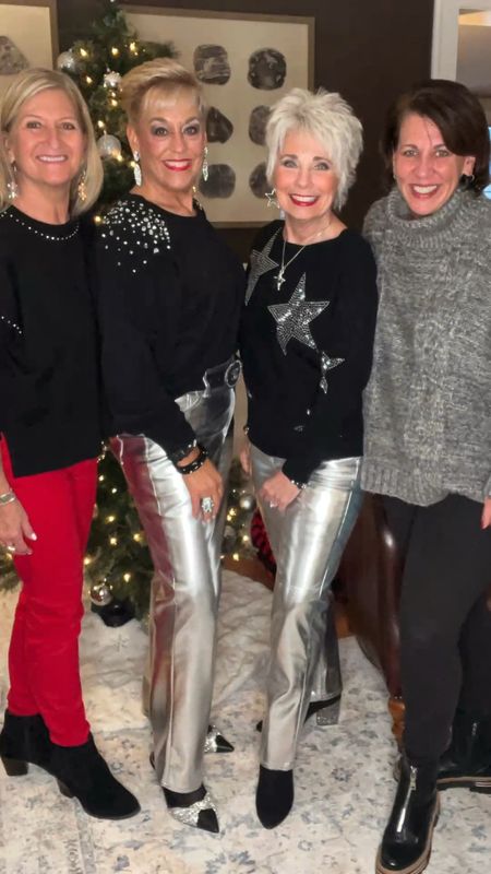 Metallic Pants
Rhinestone Sweatshirt
Rhinestone Heels
Leopard Pajama Set
Leopard Slippers
