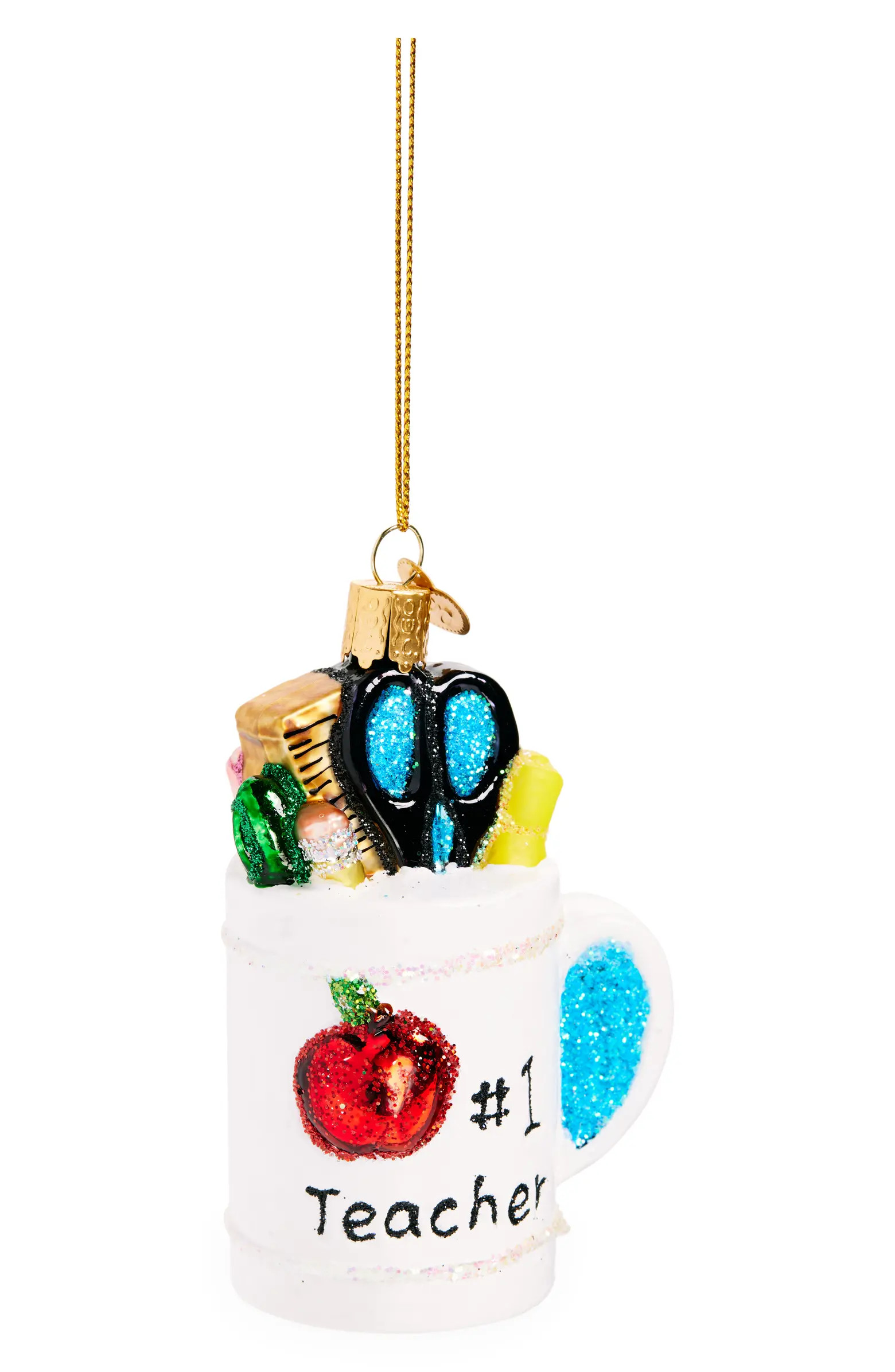 Best Teacher Mug Glass Ornament | Nordstrom