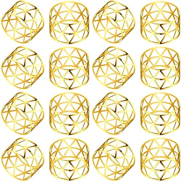KPOSIYA Set of 20 Napkin Rings with Hollow Out Design Gold Napkin Ring Holder for Wedding Party H... | Amazon (US)