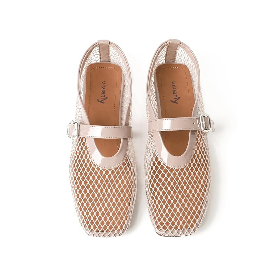 vivianly Mesh Ballet Flats Shoes for Women Flats Comfortable Dressy Round Toe Mesh Flats Fishnet ... | Amazon (US)