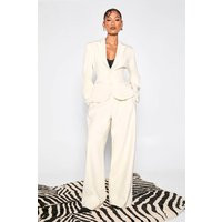 boohoo Women's Tailored Wide Leg Trousers in Cream | Size: 12 | Woven | boohoo (US & Canada)