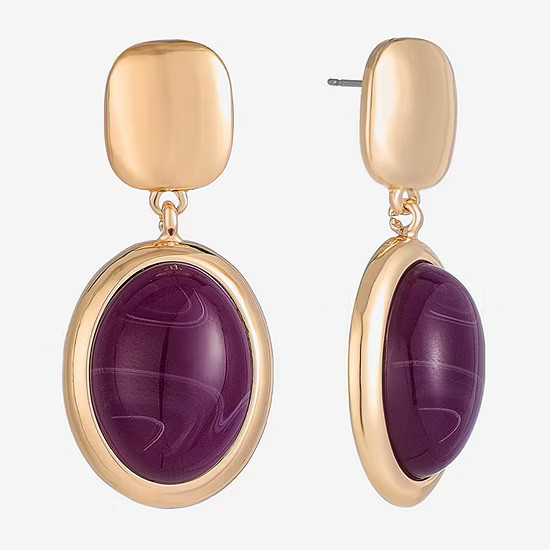 new!Monet Jewelry Gold Tone Womens Oval Hypoallergenic Drop Earrings | JCPenney