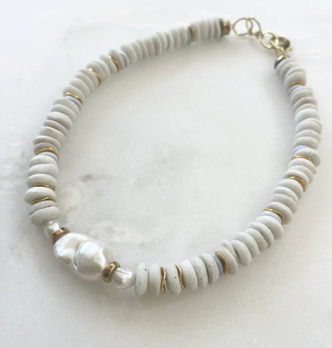 Gemstone Collar Pearl Necklace | Etsy (US)