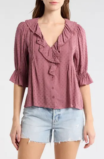 Melrose and Market Ruffle Clip Dot Top | Nordstromrack | Nordstrom Rack