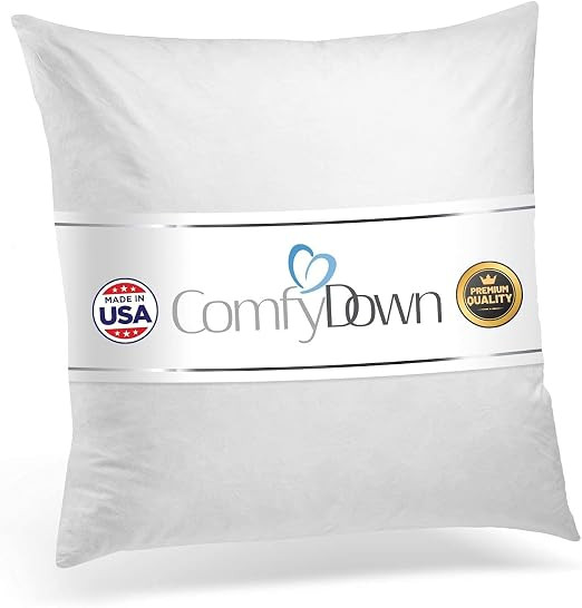 28x28 Decorative Throw Pillow Insert, Down and Feathers Fill, 100% Cotton Cover 233 Thread Count,... | Amazon (US)