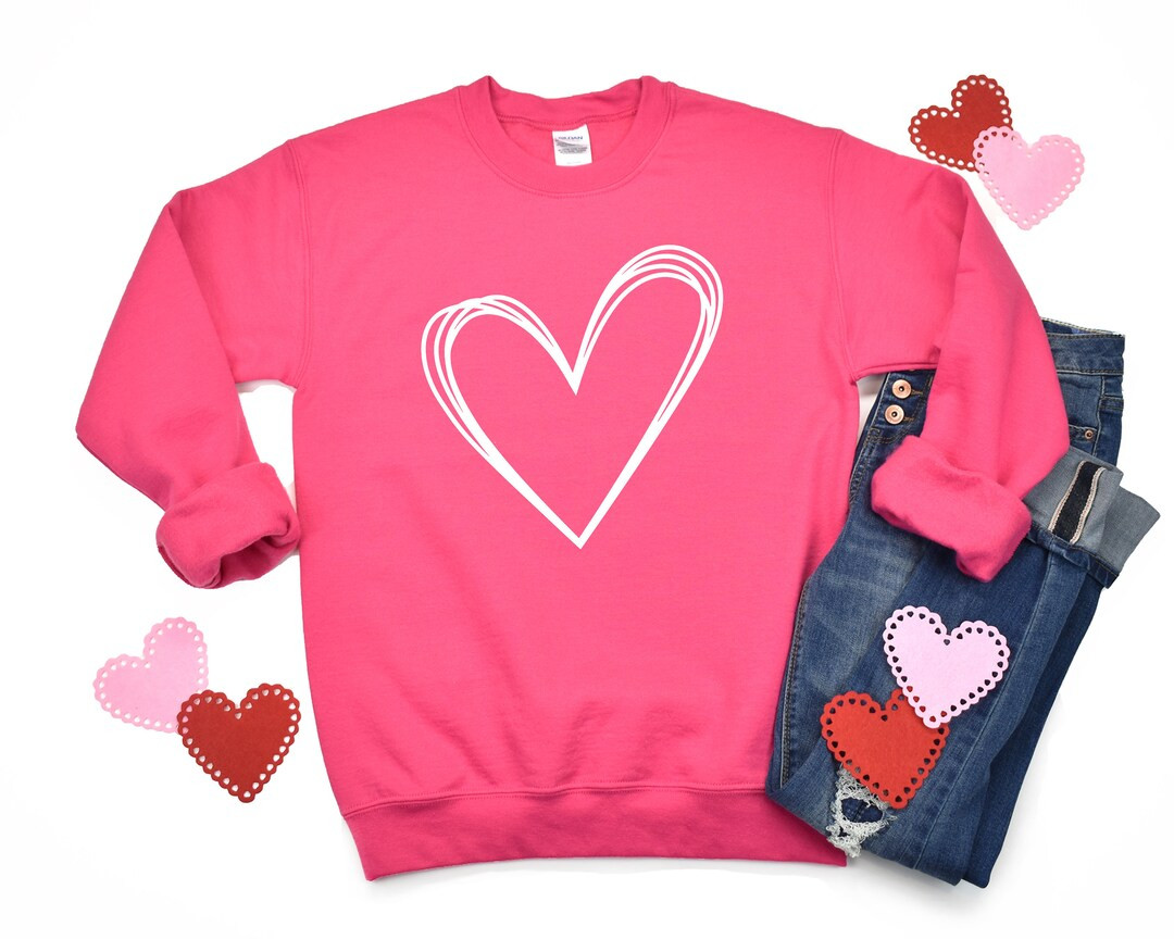 Heart Sweatshirt, Doodle Heart Sweatshirt, Heart Shirt, Valentines Day Sweatshirt, Valentine's Da... | Etsy (US)