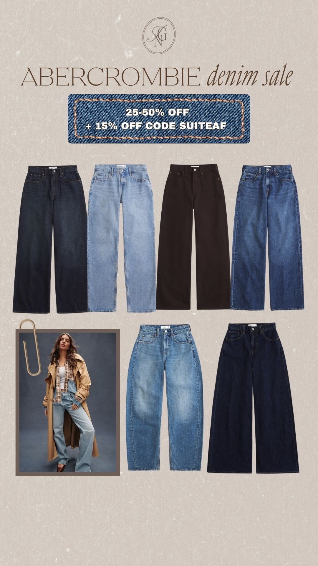 The @abercrombie denim sale is live 👖 
Save 25-50% off all jeans + use code SUITEAF for an extra 15% off 🤍 

#abercrombie #abercrombiesale #salealert #denim #jeans #falldenim #barreljeans #widelegjeans #af #abercrombiecode

#LTKSaleAlert #LTKSeasonal #LTKootd