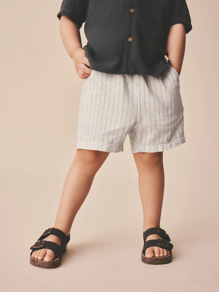 Ecru Stripe Linen Blend Pull On Shorts (3mths-7yrs) | Next US