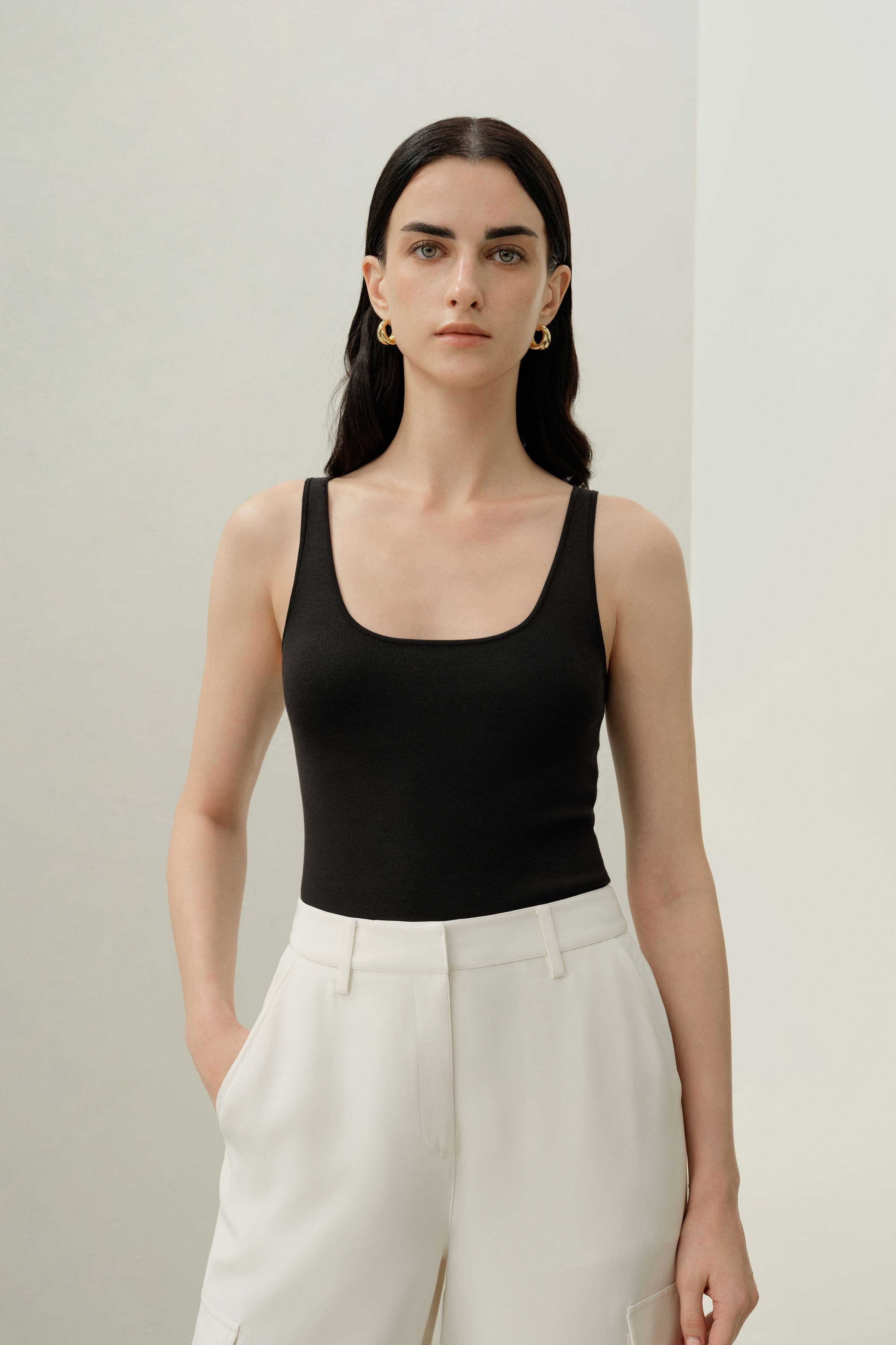 Milano Knit Silk Viscose Tank Top | LILYSILK
