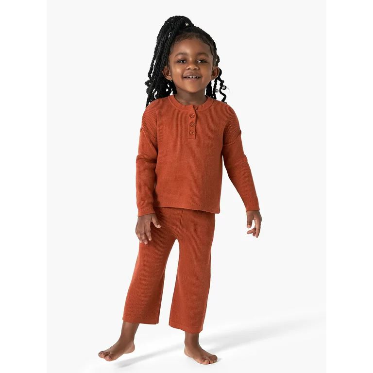 Modern Moments By Gerber Baby and Toddler Girl Henley Sweater and Wide-Leg Pant, 2-Piece Set, 12M... | Walmart (US)