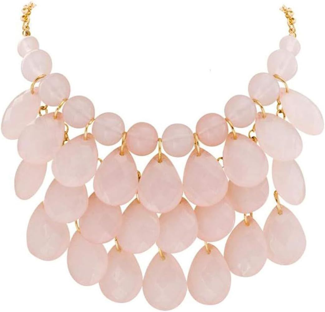 Jane Stone Fashion Floating Bubble Necklace Teardrop Bib Collar Statement Jewelry for Women | Amazon (US)