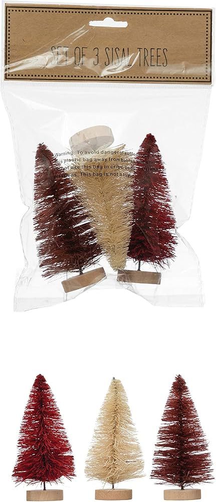 Creative Co-Op 2" Round x 4" H Sisal Bottle Brush Trees in Bag, Color & Burgundy, Set of 3 Figure... | Amazon (US)
