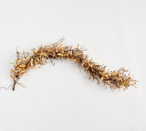 Faux Lit Gold Olive Garland | Pottery Barn (US)