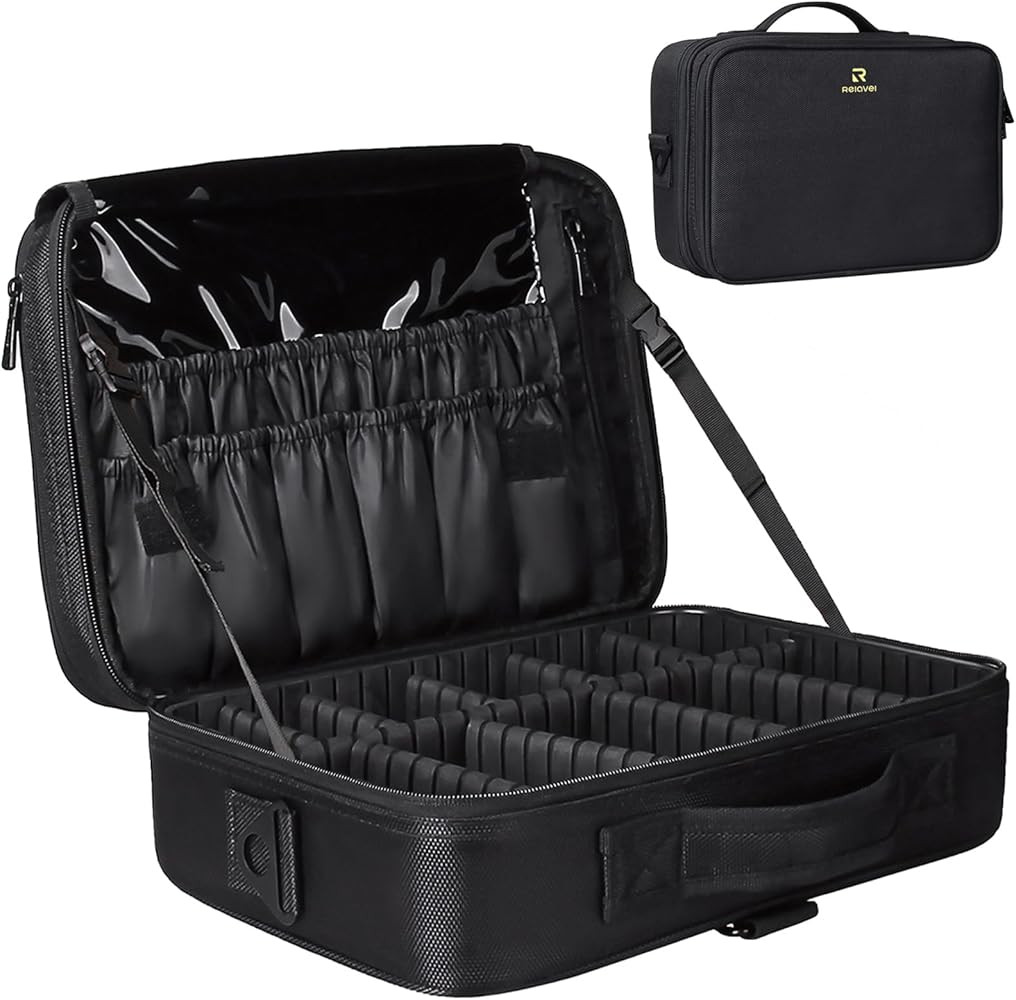 Relavel Travel Makeup Train Case Makeup Cosmetic Case Organizer Portable Artist Storage Bag with ... | Amazon (US)