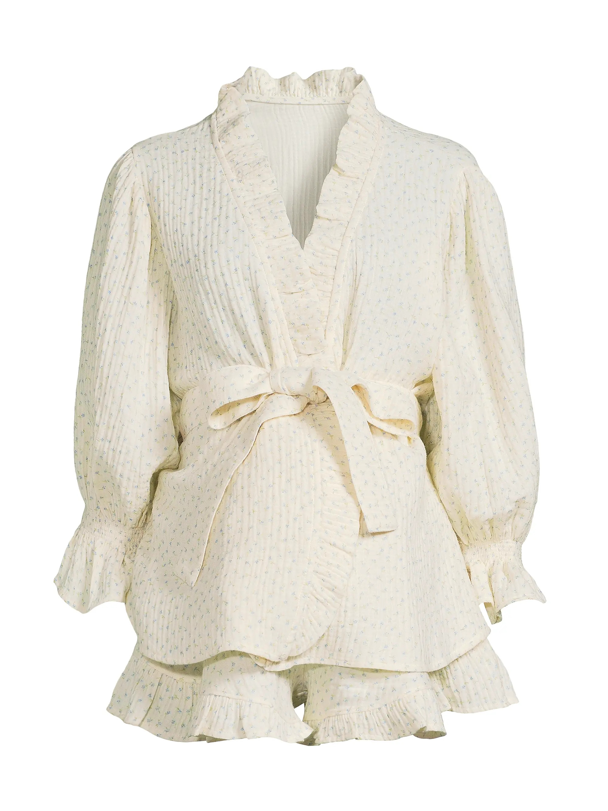 Ruffled Muslin Robe Pajamas Set | Saks Fifth Avenue