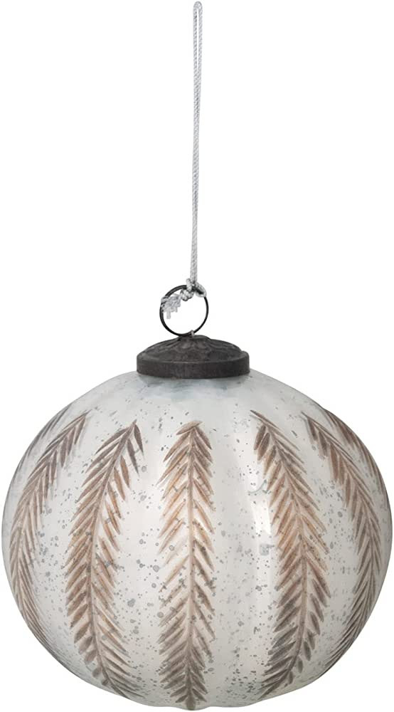 Mercury Glass Ball Ornament with Etched Copper Pattern, White Finish | Amazon (US)