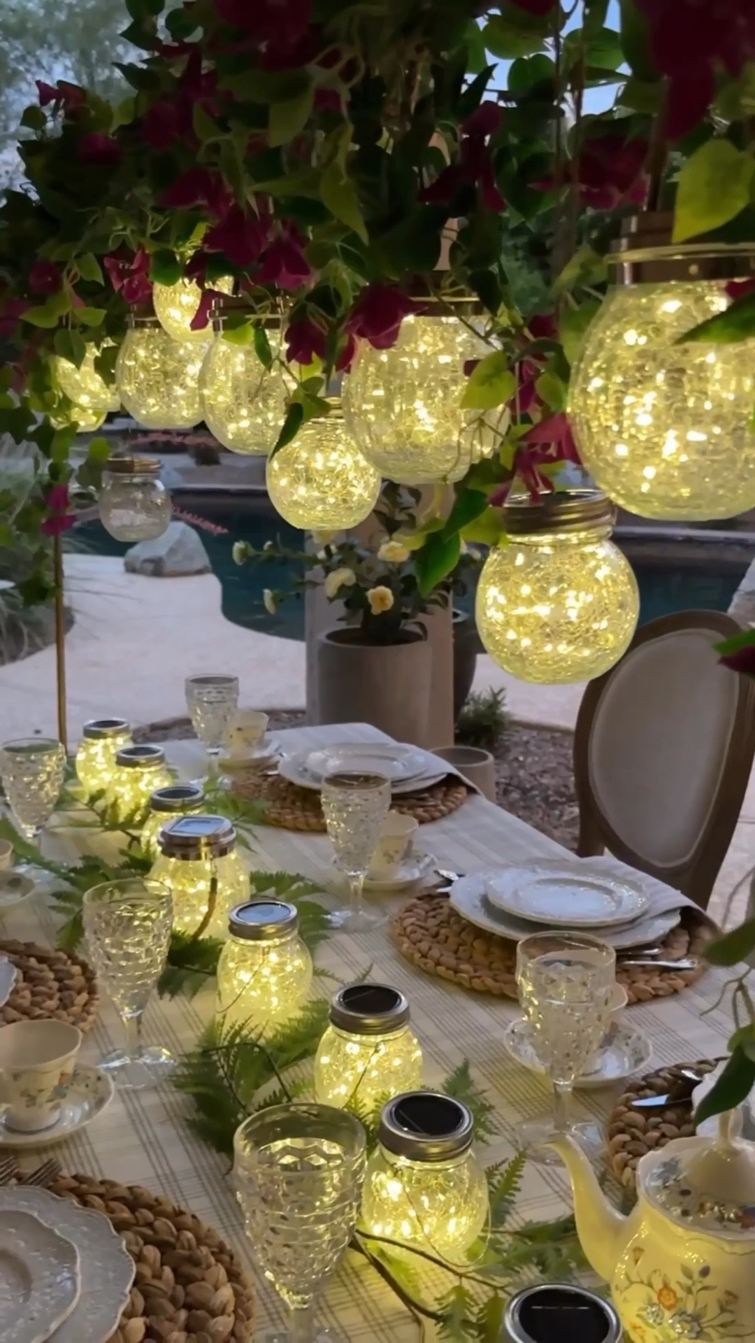 ✨Solar Crackle Lanterns✨ 

Perfect for the table rod, or around the yard (I use them for both purposes). 

I have 6 large solar crackle lanterns (with rope handles) and 6 regular size with the wire handles on the rod, and I put the remaining lanterns as a centerpiece on the table.

NOTE: I used bougainvillea sprays from the hanging bougainvillea basket that I listed below under “exact” But listed similar options also 

#solarcracklelanterns #lanterns #solar #tableroddecor #backyard #patiodecor  #tablescape 

#LTKFindsUnder50 #LTKHome #LTKFindsUnder100