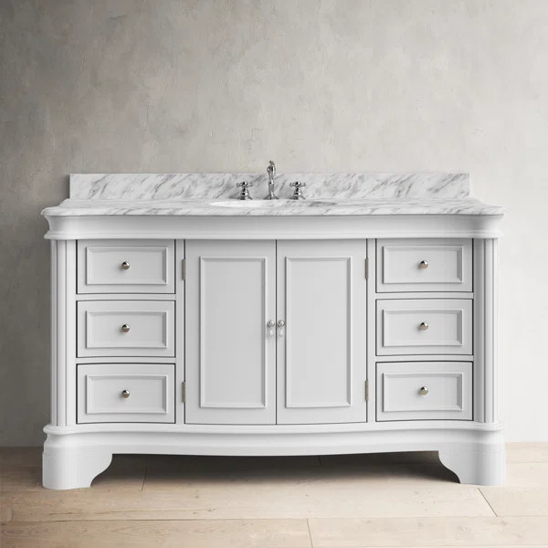 Twain 60'' Single Bathroom Vanity with Genuine Marble Top | Wayfair North America