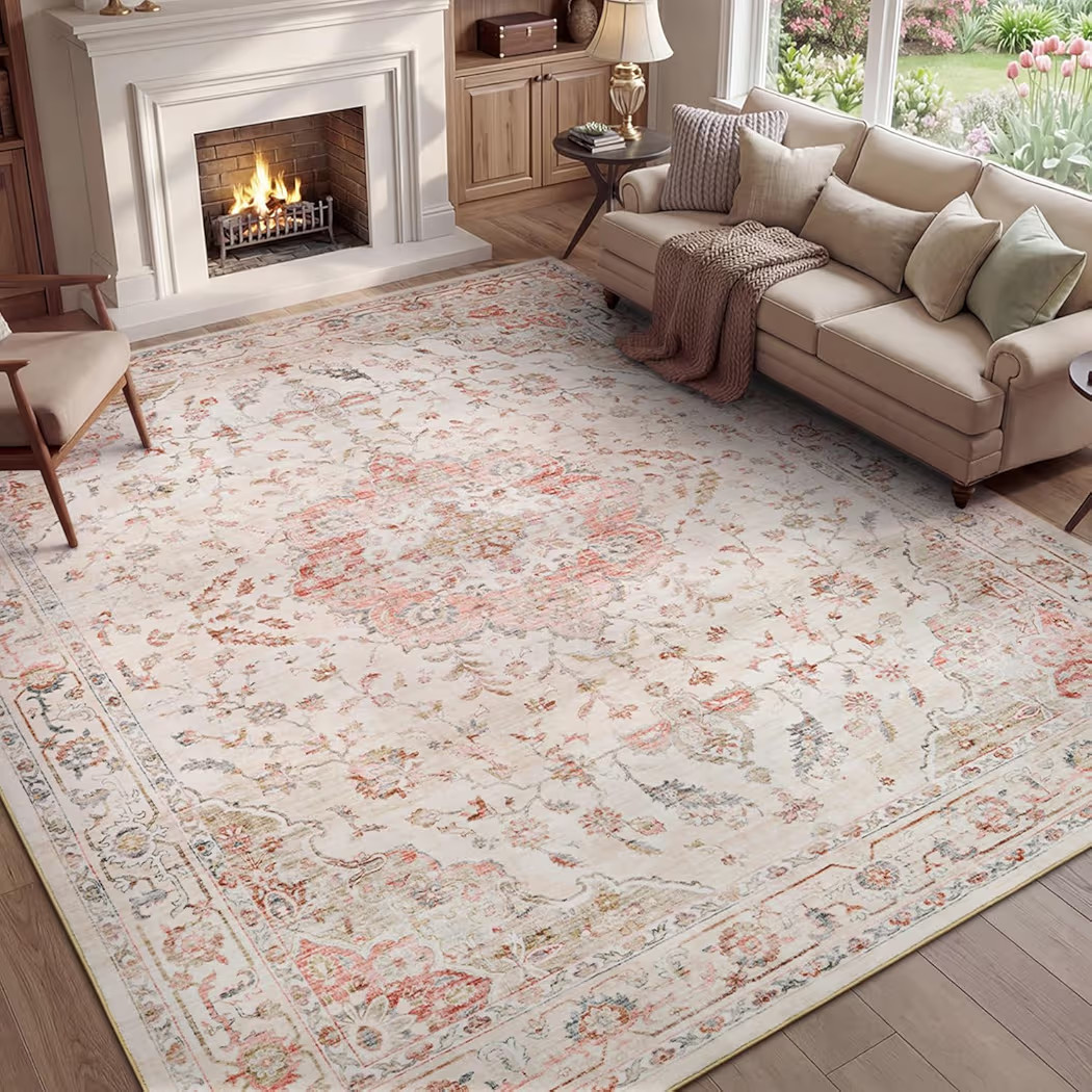 PADOOR 5X7 Area Rug,Rugs for Living Room,Soft Pink Rugs for Bedroom,Machine Washable Rug Non Slip... | Amazon (US)